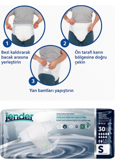 Jender Bel Bantlı Hasta Bezi Small 30'lu 4 Paket S