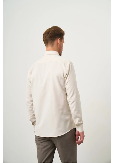 Morven Erkek Kremrengi Oxford Slim Fit Düğmeli Yaka Gömlek 99ms004001650 Kremrengi Krem