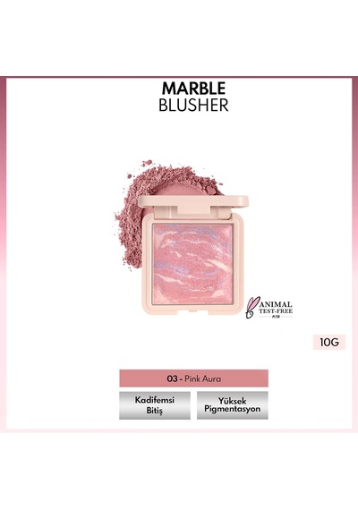 Cosmetics Marble Baked Blusher Fırınlanmış Allık - 03 Pink Aura
