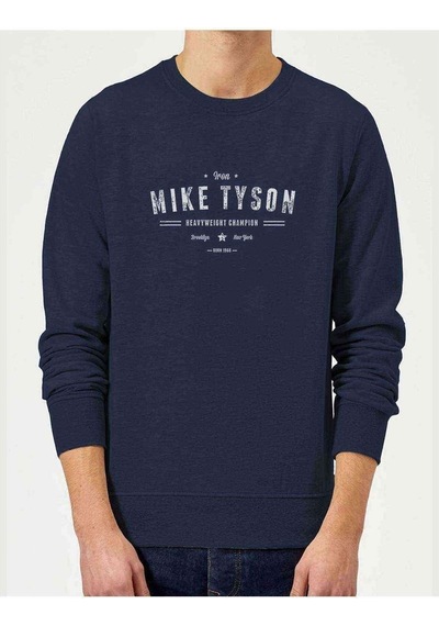 Mike Tyson Iron Baskılı Indigo Erkek Örme Sweatshirt