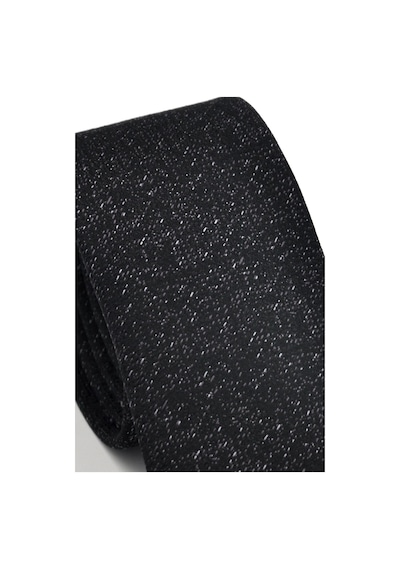 Gaffy Füme Kırcıl Desenli Siyah Dokuma Kumaş Mendilli Slim Fit Kravat // Sdk230916 Desenli