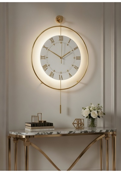 Gold - Royal Kadran Exclusive - Pilli Led - 3 Pil İle Gelir - Modern Metal Duvar Saati