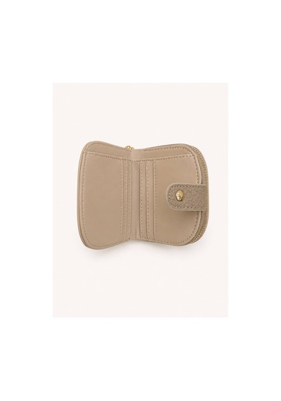 Passtell Kadın Küçük Boy Oval Model Fermuarlı Minimalist Cüzdan 11 10 Cm Vizon Vizon