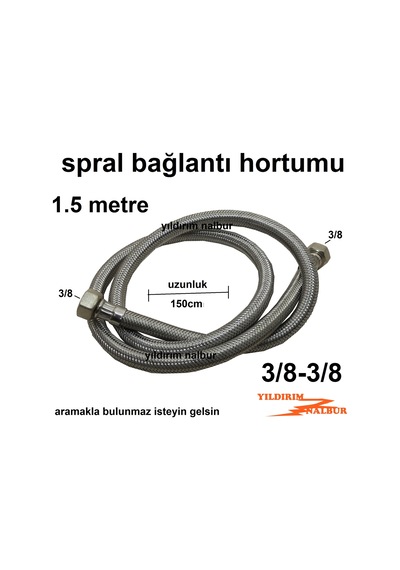 SPRAL BAĞLANTI 150 CM 3/8-3/8 BAĞLANTI SPRALİ ÇELİK HORTUM REZERV