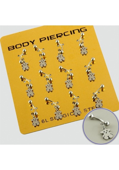 Zenviac456 Ayıcık Çelik Piercing 1 Adet Zenviac45678 Gümüş Rengi