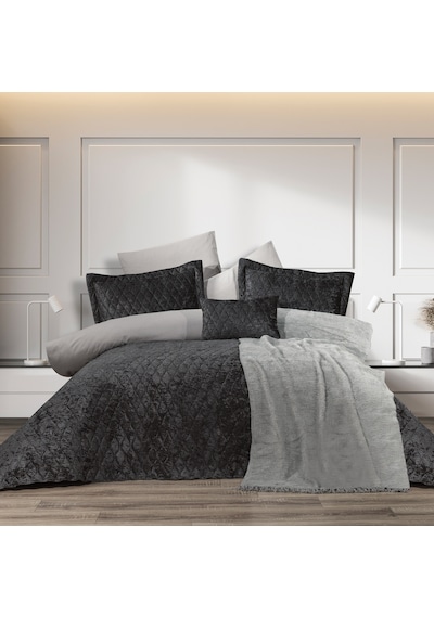 Schafer Home Daily Kadife Çeyiz Seti-9 Parça-gri Gri