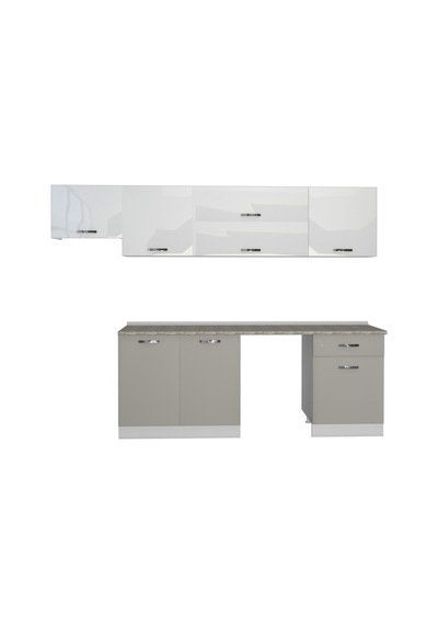 Decoraktiv Elite 280y Mdf Hazır Mutfak Dolabı - Tezgah Dahil - Kumtaşı - Beyaz Bej