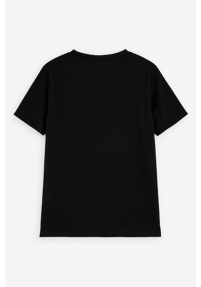 Markapia Kadın Bisiklet Yaka Pamuk Helikopter Baskılı Kısa Kollu T-shirt Siyah