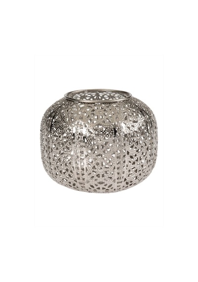Pasabahce Silver Ajur Metal Tealight Mumluk L - 1 Adet Gri