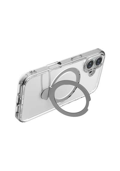 Apple Uyumlu iPhone 16 Kılıf Magsafe Raptic Air Stand Serisi Buzlu Transparan Standlı Kapak Şeffaf Şeffaf