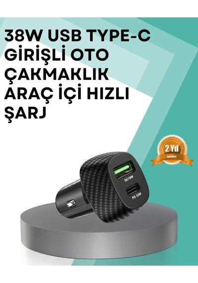 Çift Cihaz Destekli 38w Güçlü Çakmaklık Araç Şarj Cihazı 64635692