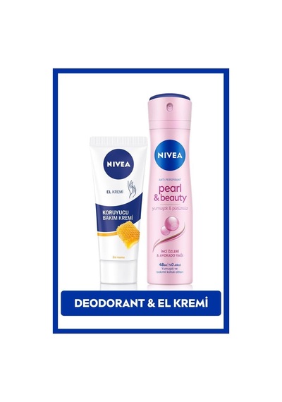 Nivea Pearl & Beauty 48 Saat Kadın Sprey Deodorant 150 ML + Nemlendirici ve Koruyucu El Bakım Kremi 75 ML