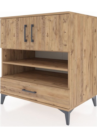 Kronos Şifonyer 4 Raflı Tek Çekmeceli 2 Kapaklı 88x59x96 Çam-çam Çam
