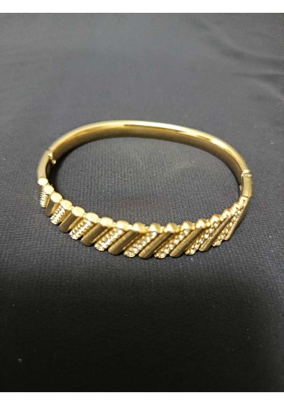 Kadın Gold Renk Antialerjik Çelik Taşlı Modern Tasarım Kelepçe Altın