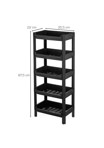 Porsima Org-75-ecom 5 Katlı Düzenleyici-banyo Mutfak Organizer Raf Siyah