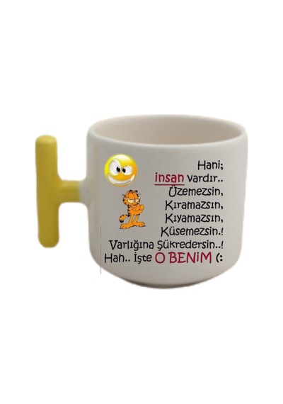 Hah Işde O Benim Tasarımlı Sarı T Kulp Fincan Modelleri Beyaz
