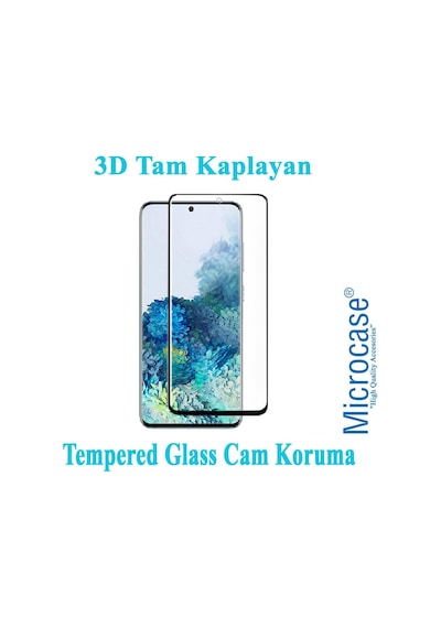 Samsung Uyumlu Galaxy S20 Plus 3D Curved Tam Kaplayan Tempered Cam Siyah