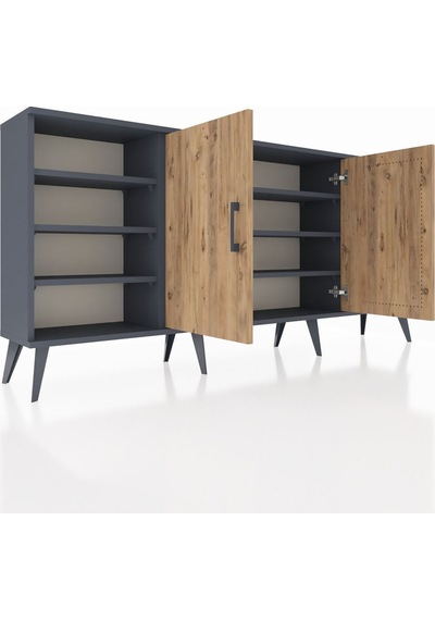 Arges Konsol 9 Raflı 2 Kapaklı 176x30x83 Antrasit-çam/antrasit Çam/antrasit Arges Konsol 9 Raflı 2 Kapaklı 176x30x83 Antrasit-çam/antrasit Çam/antrasit