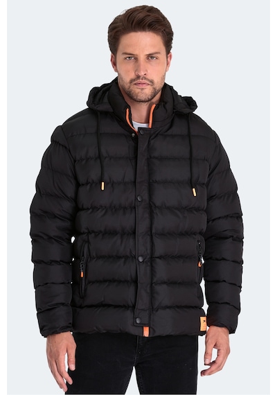 Slazenger Salıne Erkek Kapüşonlu Şişme Siyah Mont & Kaban Siyah