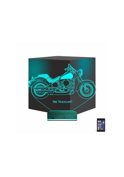 Luvivia Motosiklet Harley Motor Kişiye Özel 3d Lamba - Masa Gece Lambası V1 Şeffaf