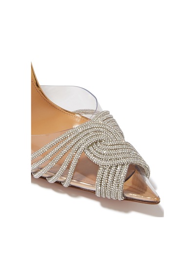 Aquazzura Gatsby 105 Kristal Slingback Topuklu Ayakkabı - Altın