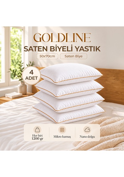 4'lü Gold Line Nano Jel Yastık 1200 Gr Beyaz-  Gold