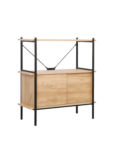 Retro 2 Raflı Sürgü Kapaklı Metal Kitaplık - Ceviz/siyah 80x92x40 Cm Ceviz - Siyah Retro 2 Raflı Sürgü Kapaklı Metal Kitaplık - Ceviz/siyah 80x92x40 Cm Ceviz - Siyah