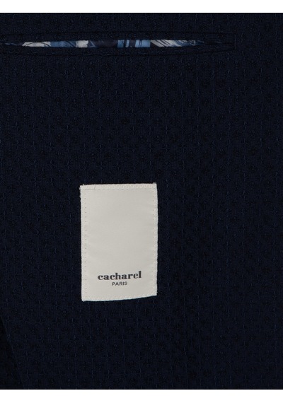 Cacharel Lacivert Slim Fit Dokulu Yün Karışımlı Ceket