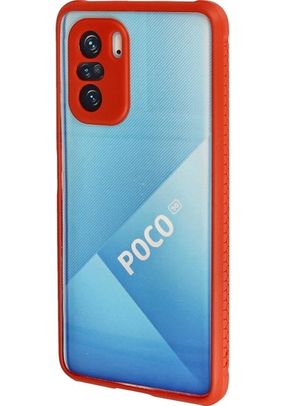 Newface Xiaomi Poco F3 Kılıf Miami Şeffaf Silikon Glblseme - 51 - Kırmızı