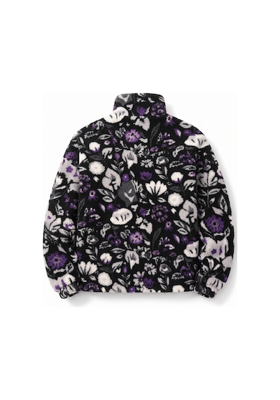 Genius Store Oversize Peluş Erkek İçi Polarlı Tam Fermuarlı Sherpa Sonbahar Kış Kadın Polar Sweatshirt Oversıze-pelus Mor Çiçek