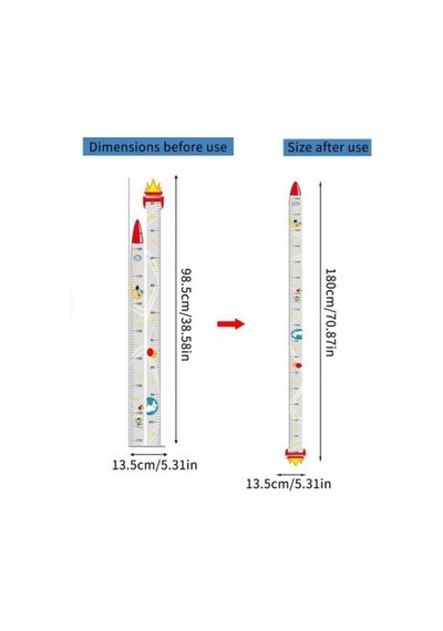 Sevimli Figürlü Çocuk Odası Boy Ölçer Sticker 180 Cm 0 - 12 Ay