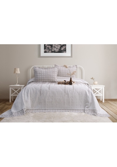 Marin 3 Parça Çift Kişilik Pike Takımı Ekru 240 X 260 Cm Ekru