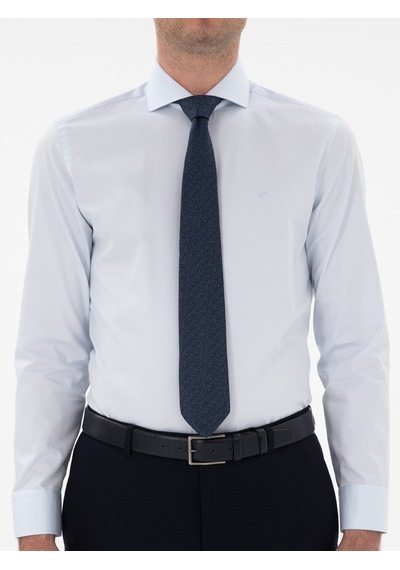 Cacharel Açık Mavi Slim Fit İtalyan Yaka Klasik Gömlek Denım