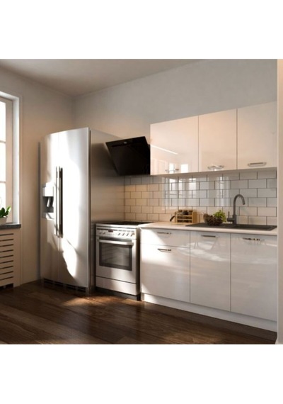 Tdesigno Esin Hazır Mutfak Dolabı 140 CM -tezgah Dahil Değil- Parlak Beyaz