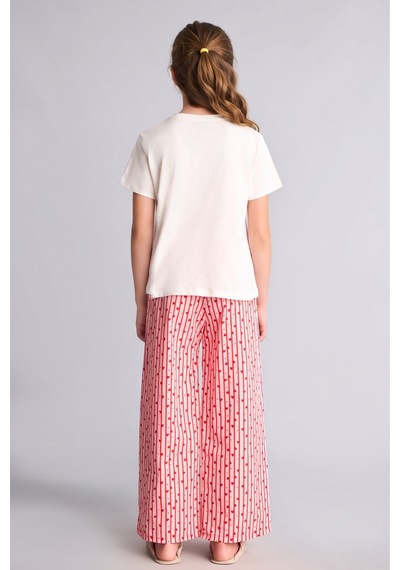 Defacto Baskılı Ve Çizgili Regular Fit 2li Pijama Takımı Kız Çocuk H5510a826wner103 Ekru-er103