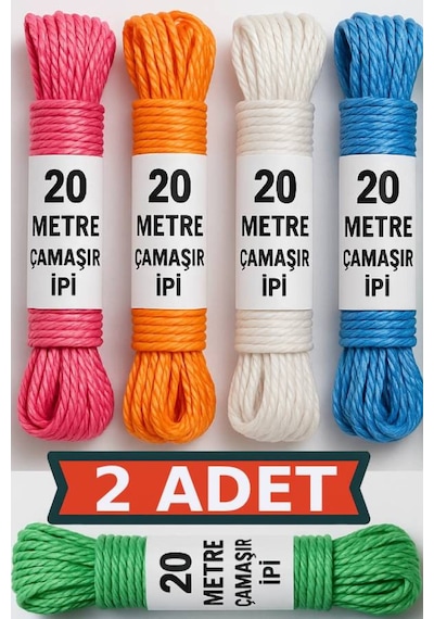 Naylon Çamaşır Kurutma İpi 20 Mt X 2 40 Mt Çok Amaçlı Dayanıklı İp 20 Tr Diğer