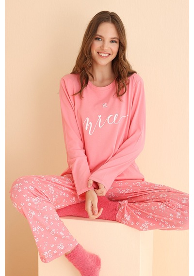 Nbb Kadın Nar Çiçeği Be Nice Pijama Takımı NAR ÇİÇEĞİ