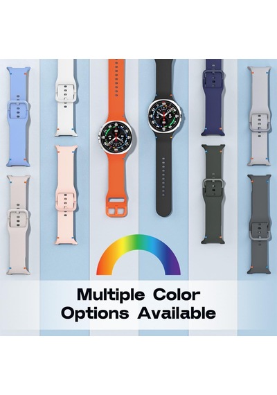 Caseonn Samsung Galaxy Watch 8 Classic 46mm Kordon Dikiş Detaylı Esnek Silikon Kayış Bej