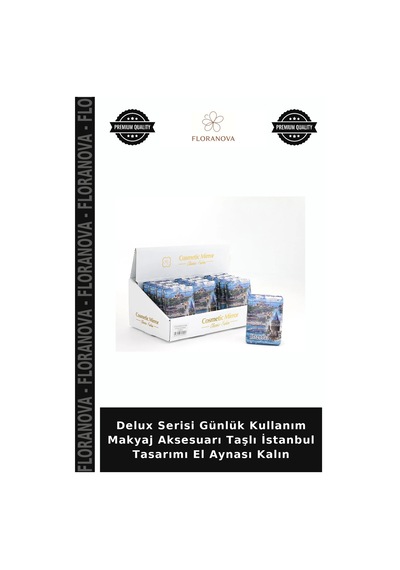 Delux Serisi Günlük Kullanım Makyaj Aksesuarı Taşlı İstanbul Tasarımı El Aynası Kalın Çok Renkli