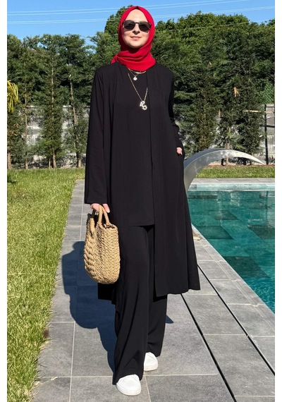 Rabia Şamlı Yaren Üçlü Takım Siyah Çok Renkli