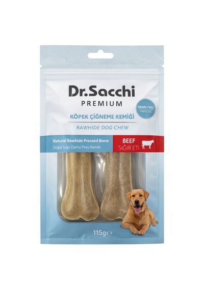 Dr.sacchi Premium Sığır Etli Doğal Sığır Derisi Press Kemik Tahılsız Köpek Ödülü 5 2'li 115 Gr
