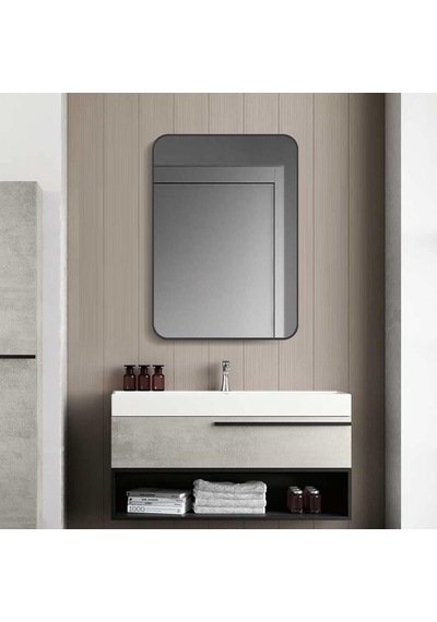 Snugace Siyah Metal Çerçeveli Dikdörtgen Duvara Monte Banyo Makyaj Aynası, 20 28 İnç. -