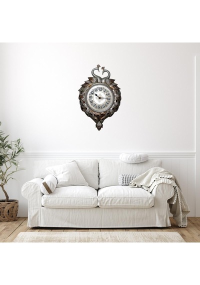Duvar Saati Tavuskuşu Temalı Büyük Polyester Saat No.1 50 X 70 Cm çok Renkli