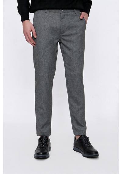 MORVEN Erkek Gri Poliviskon Desenli Slim Fit Pantolon MORVEN Erkek Gri Poliviskon Desenli Slim Fit Pantolon