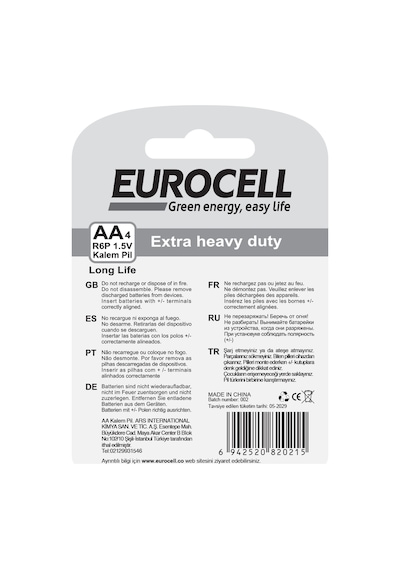 Eurocell- Aa4 R6p 1.5 V Kalem Pil