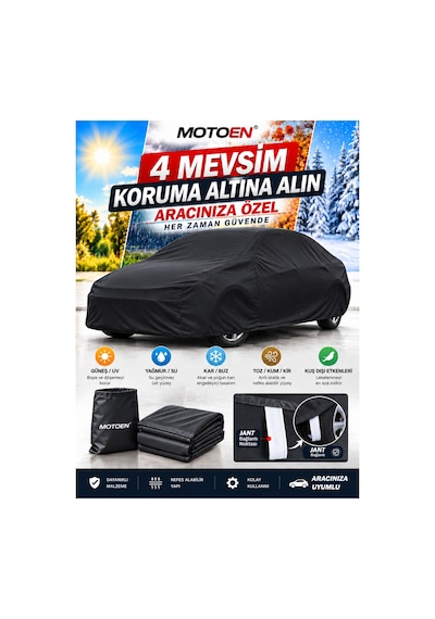 Ds 9 Sedan Uyumlu Siyah Araba Brandası Su Geçirmez 4 Mevsim Koruma