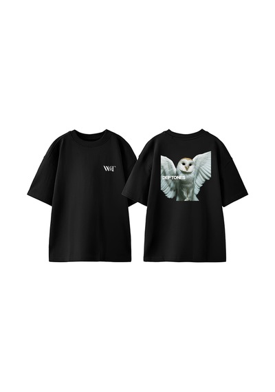 Thewert Deftones 13 Tasarım Sırt Baskılı Pamuk Siyah Oversize T-shirt