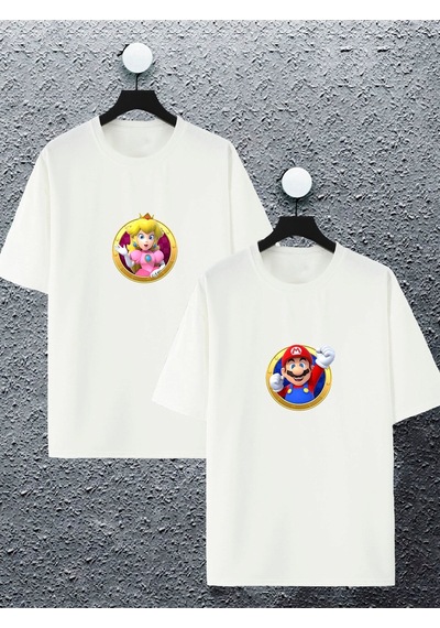 Unisex Kadın Erkek Super Mario Ve Prenses Baskılı Sevgili Çift Kombini Tasarım Oversize Tshirt 2'li Beyaz Mck2419 Beyaz Unisex Kadın Erkek Super Mario Ve Prenses Baskılı Sevgili Çift Kombini Tasarım Oversize Tshirt 2'li Beyaz Mck2419 Beyaz