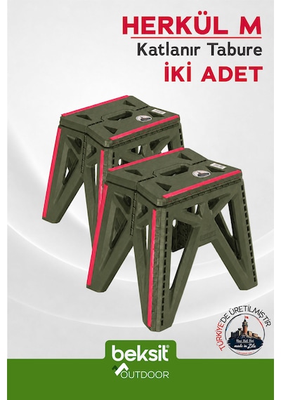 BEKSİT OUTDOOR Herkül M Katlanır Tabure 2'li (Yeşil)