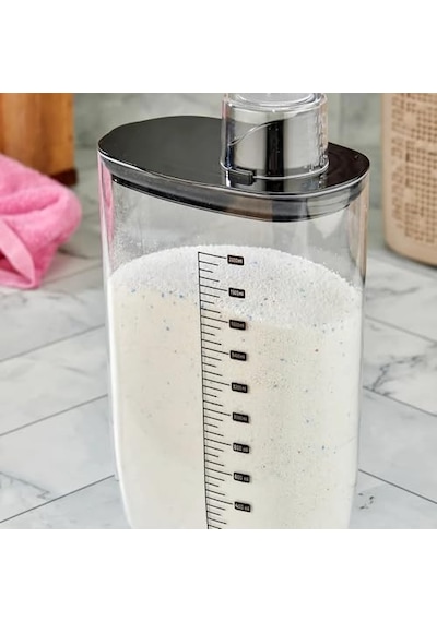 Geçirmez Vakumlu Deterjan Saklama Kabı - Kendinden Ölçekli Vakum Kapaklı Deterjanlık 2100 Ml Çok Renkli